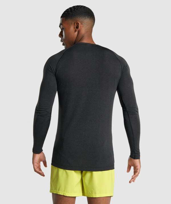 Panske Mikiny Gymshark Vital Light Seamless Long Sleeve Čierne | OY5193046